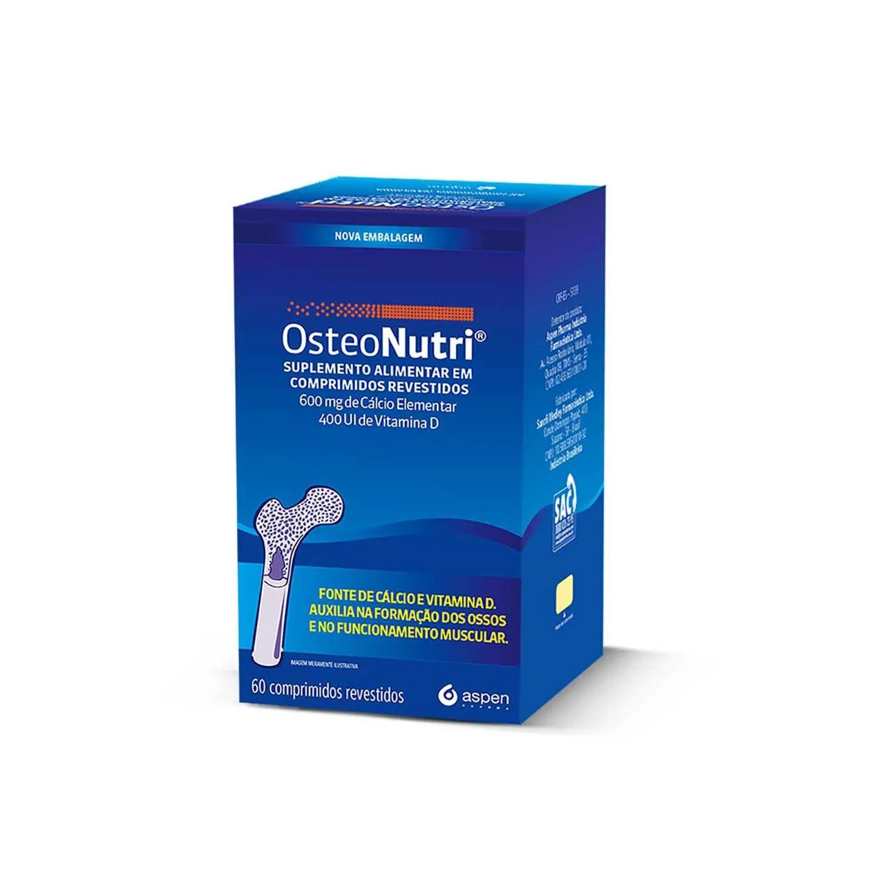 Cálcio 600mg + Vitamina D 400UI Osteonutri 60 comprimidos