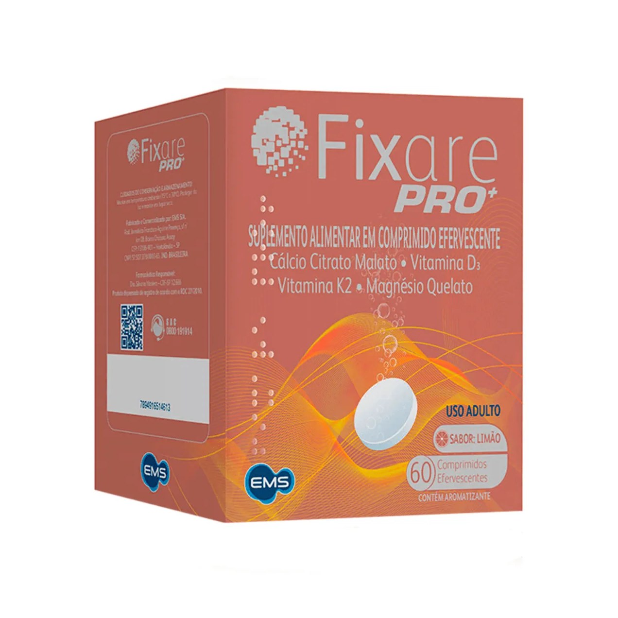 Suplemento Alimentar Cálcio Fixare Pro+ 60 comprimidos efervescentes