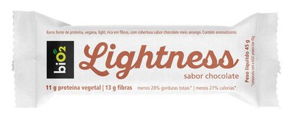 Barra De Proteína Vegana Chocolate Cobertura Chocolate Meio Amargo Light Bio2 Lightness Pacote 45g