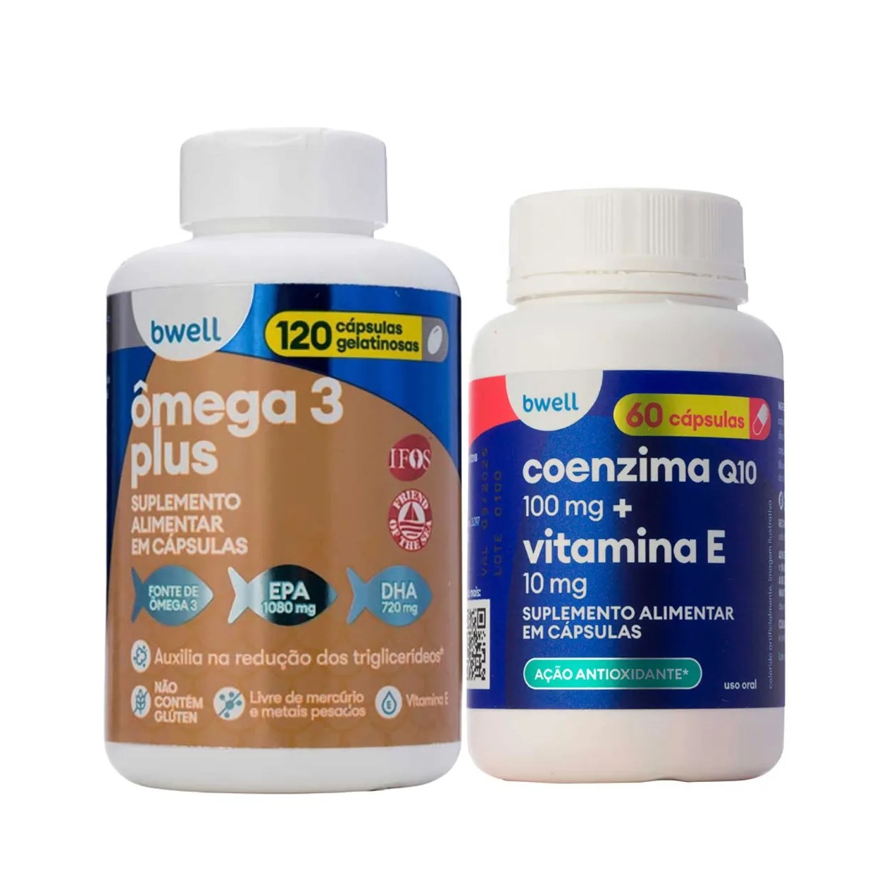 Kit Bwell Ômega 3 Plus 120 Cápsulas + Coenzima Q10 100mg com Vitamina E 10mg 60 Cápsulas