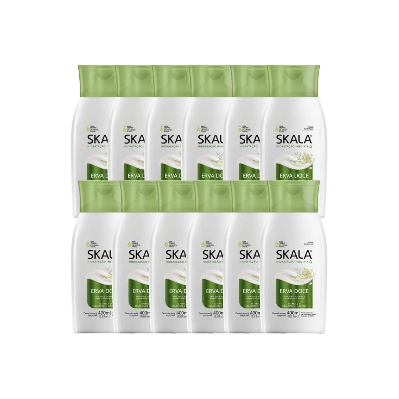 Kit 12 Loção Creme Hidratante Corpo Erva Doce Vegano Skala