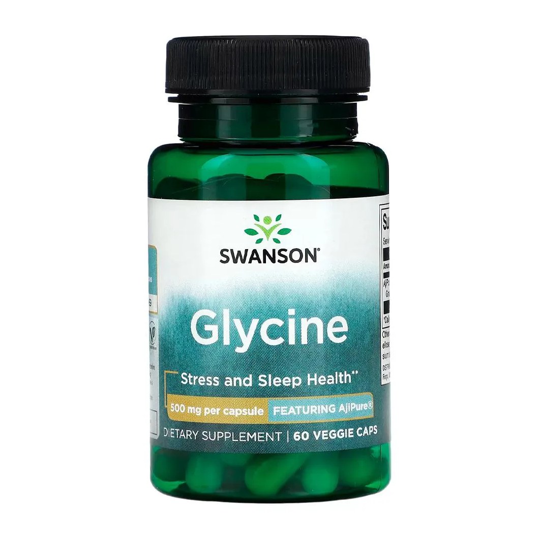 Glicina Ajipure 500mg Swanson 60 Cápsulas Importado