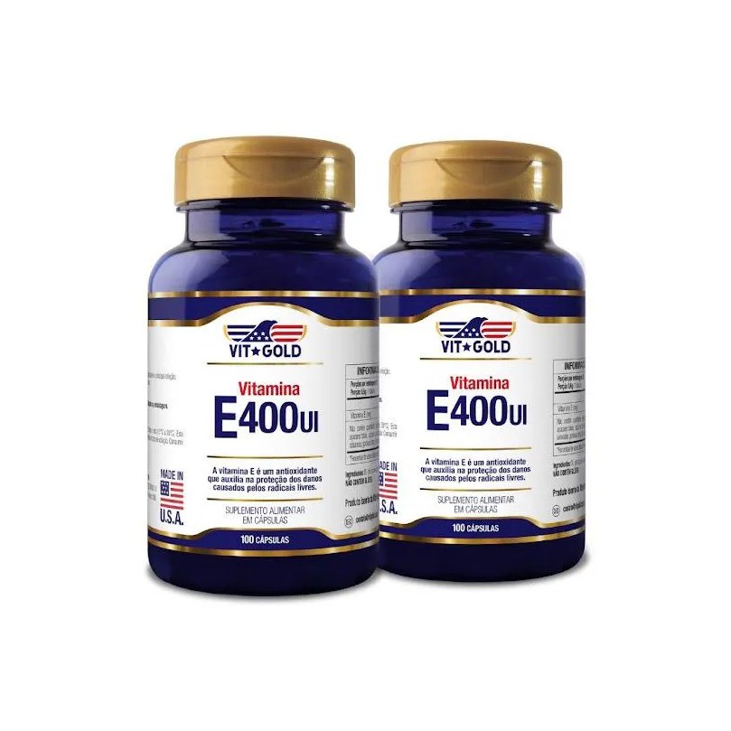 Kit 2x Vitamina E 400 UI Vitgold 100 Cápsulas