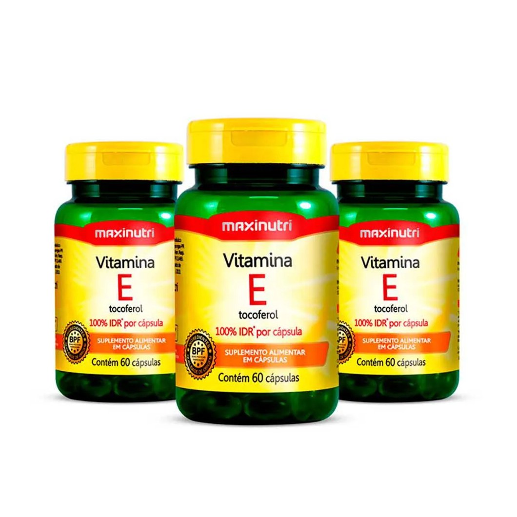 Kit 3 Vitamina e 100% Idr 60 Capsulas Maxinutri