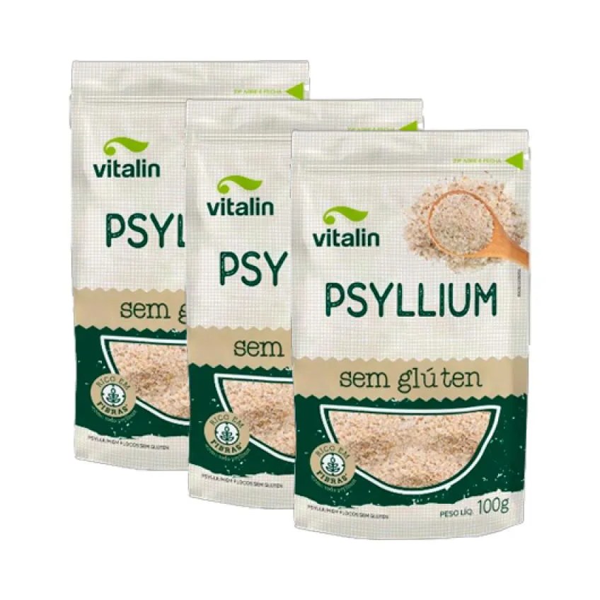 Kit 3x: Psyllium Sem Glúten Vitalin 100g