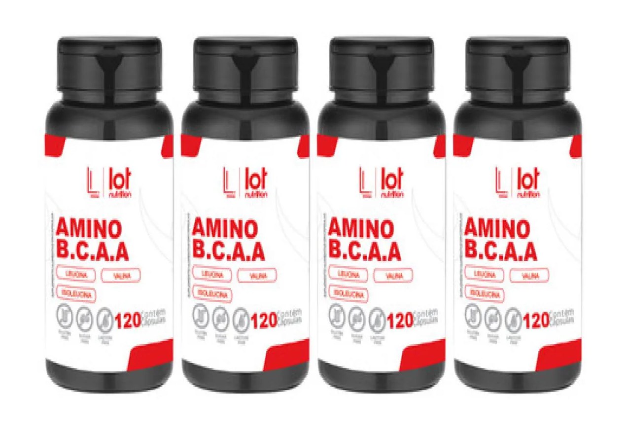 Kit 4un Bcaa 2:1:1 120 cápsulas sem Sabor