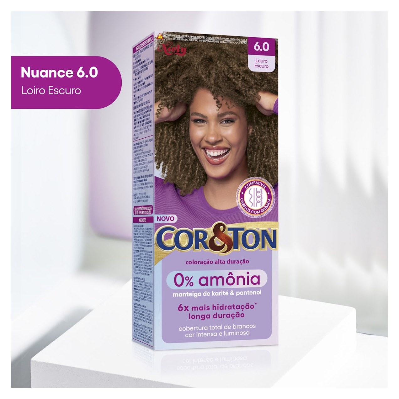 Tintura Cor&Ton Niely 0% Amônia 6.0 Louro Escuro