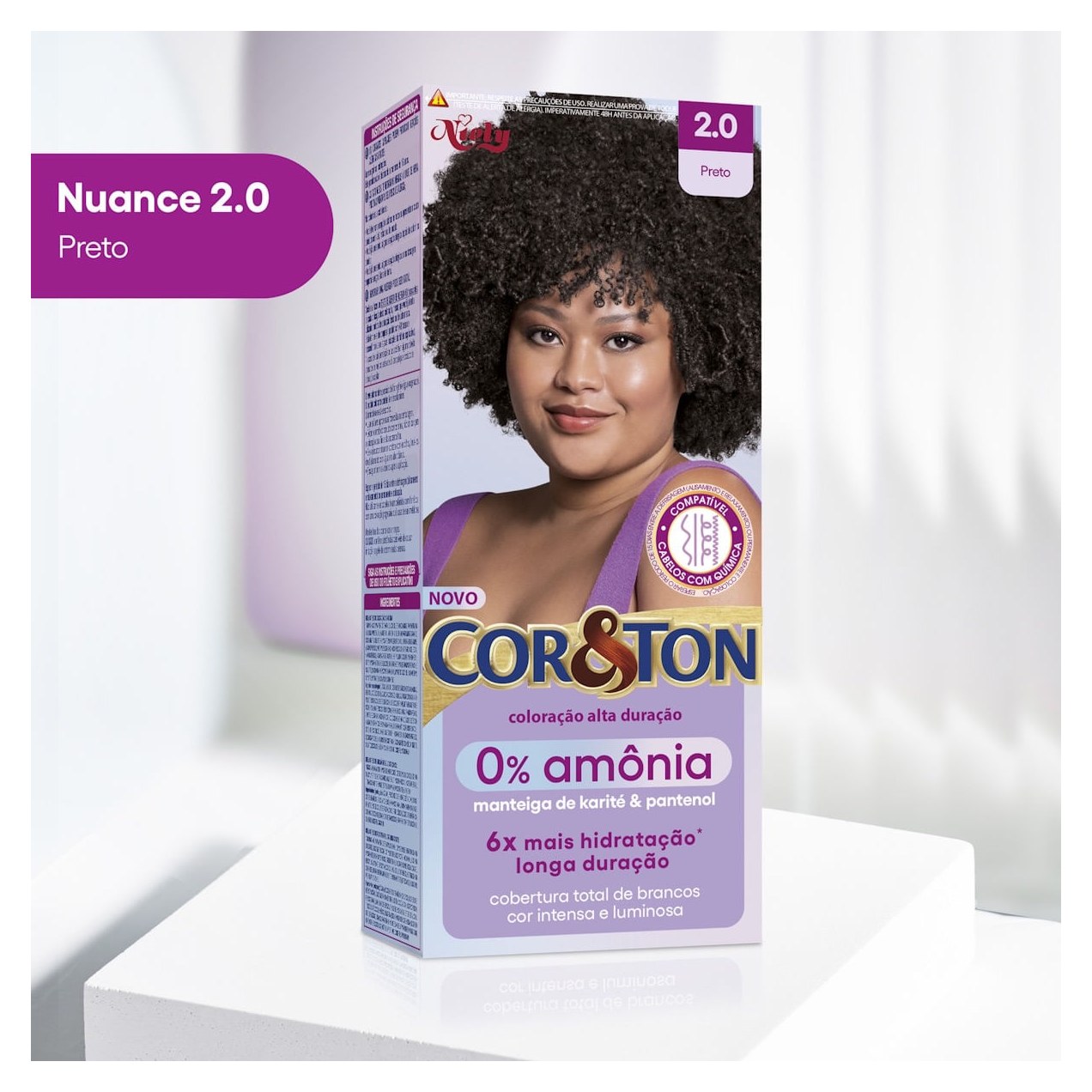 Tintura Cor&Ton Niely 0% Amonia 2.0 Preto