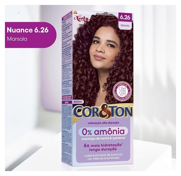 Tintura Cor&Ton Niely 0% Amônia 6.26 Marsala