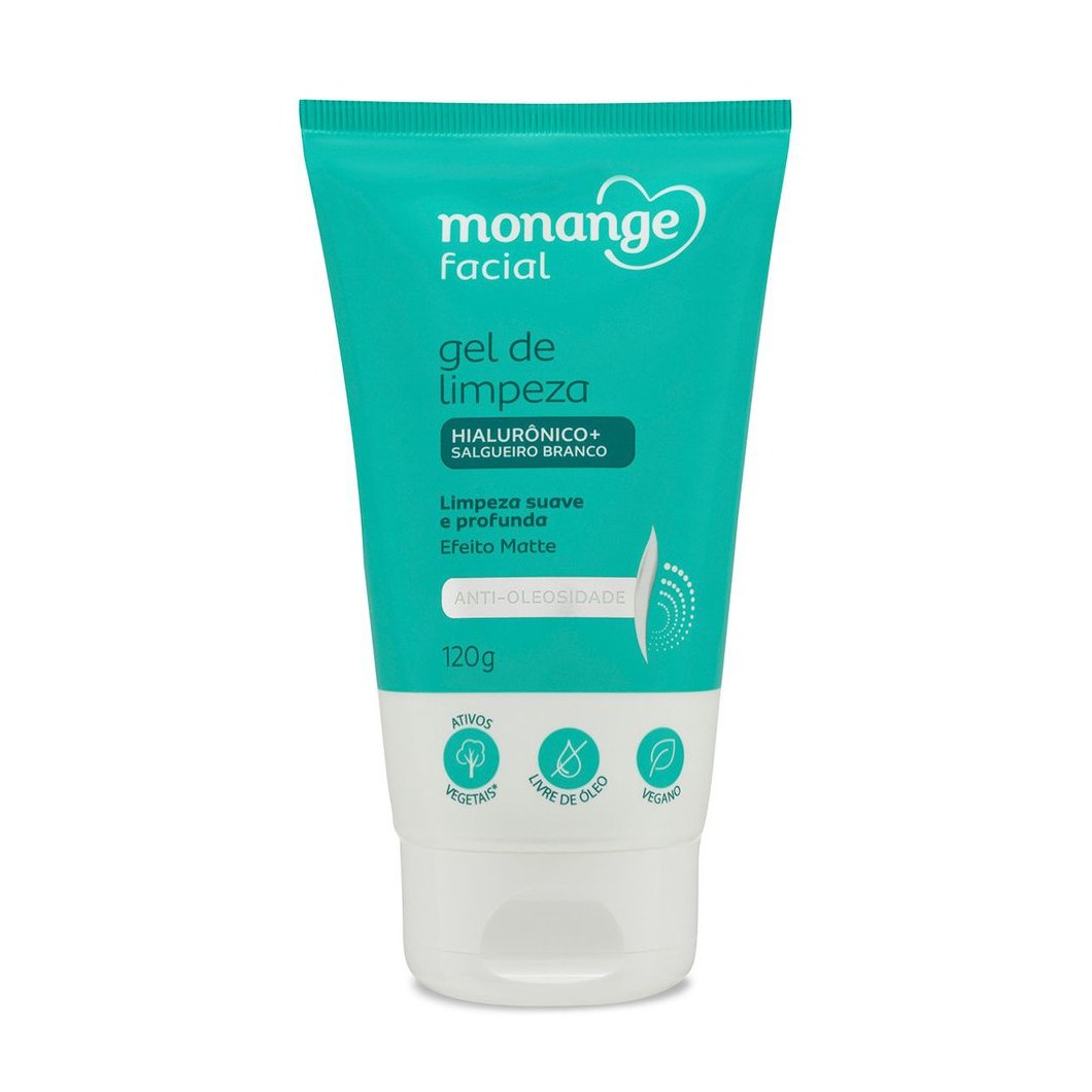Gel de Limpeza Facial Monange Antioleosidade Efeito Matte com Ácido Hialurônico e Extrato de Salgueiro Branco 120g