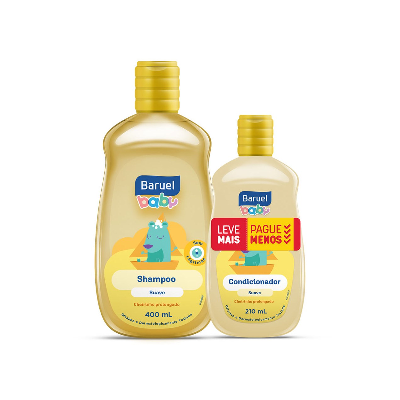 Kit Shampoo Infantil Baruel Baby Suave 400ml 1 Unidade + Condicionador Infantil Baruel Baby Suave 210ml 1 Unidade