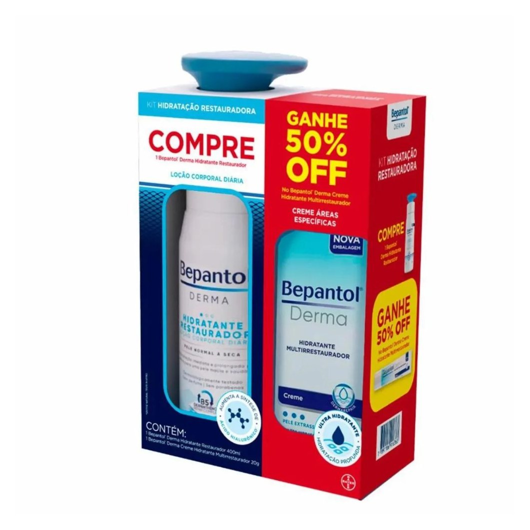 Kit Hidratante Bepantol Derma Restaurador Diário 400ml 1 Unidade + Creme Bepantol Derma Multirrestaurador 20g 1 Unidade