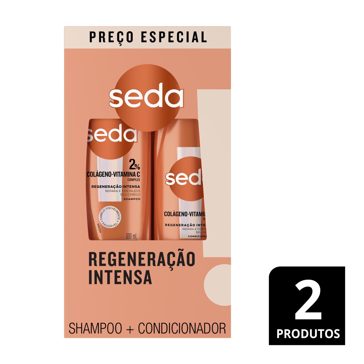 Kit Shampoo Seda by Niina Secrets Colágeno + Vitamina C 300ml 1 Uni + Condicionador  Colágeno + Vitamina C by Niina Secrets 190ml 1 Uni
