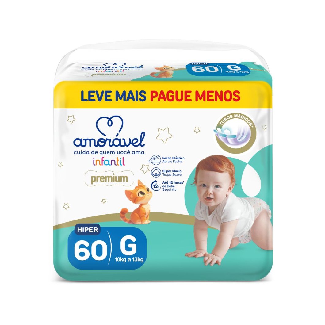 Fralda Amorável Premium G 60 Unidades