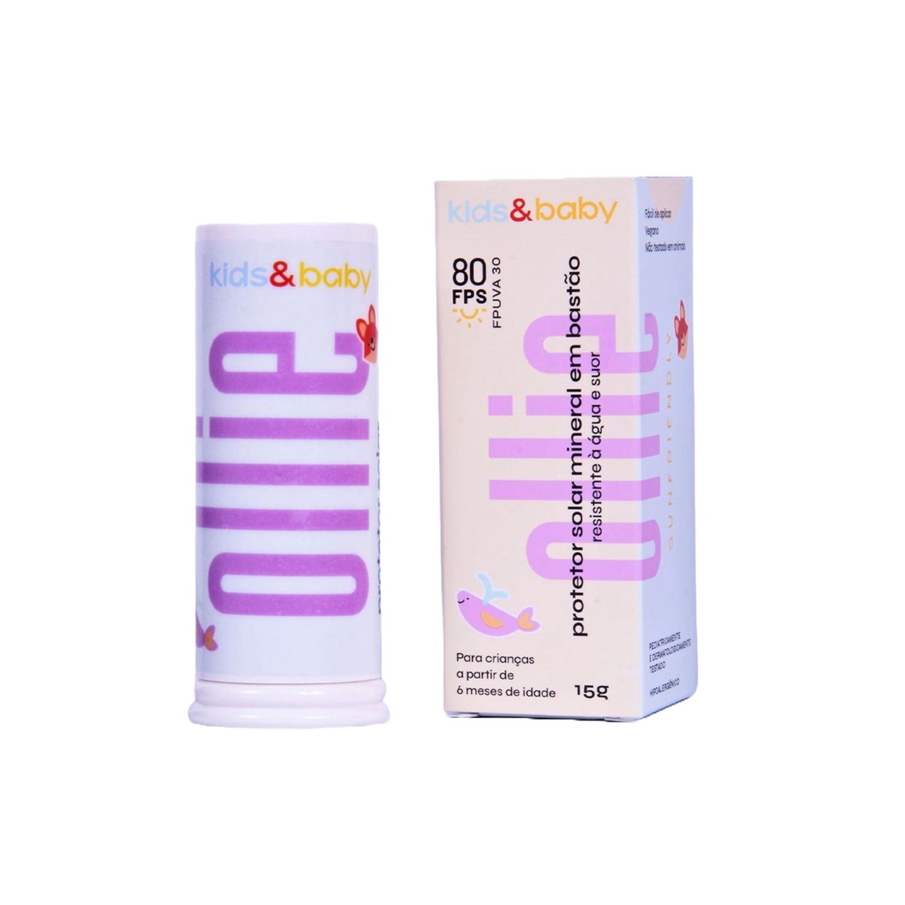 Protetor Solar Ollie Kids Mineral FPS80 Stick 15g