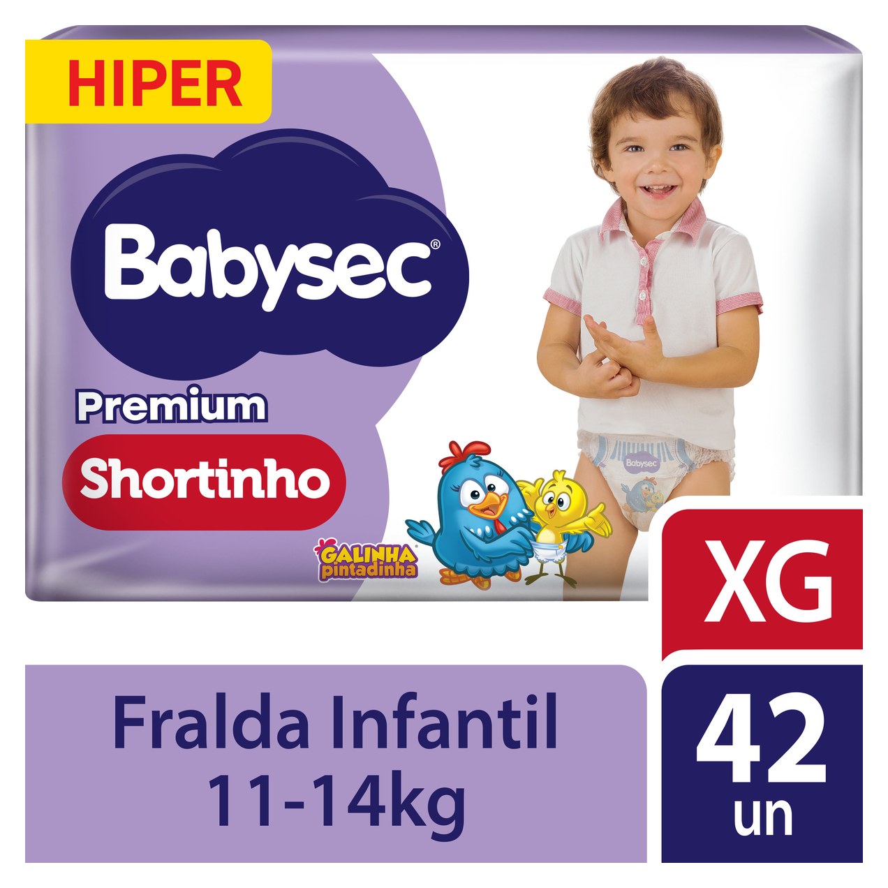 Fralda Babysec Premium Shortinho Galinha Pintadinha XG 42 Unidades