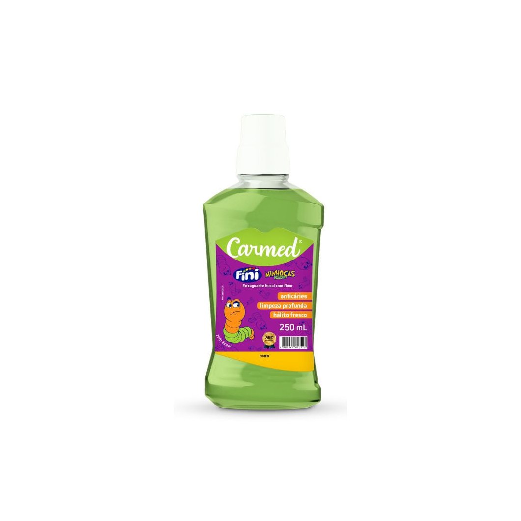 Enxaguante Bucal Carmed Fini Minhocas com Flúor Zero Álcool 250ml