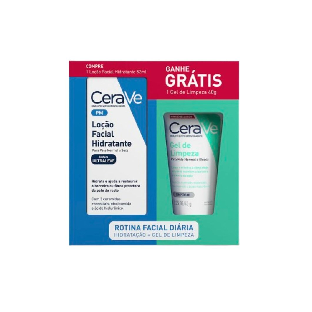 Kit Loção Hidratante CeraVe 52ml 1 Unidade + Gel de Limpeza CeraVe 40g 1 Unidade