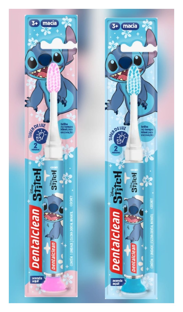 Escova Dental Infantil Dentalclean Macia Com Timer De Luz Stitch