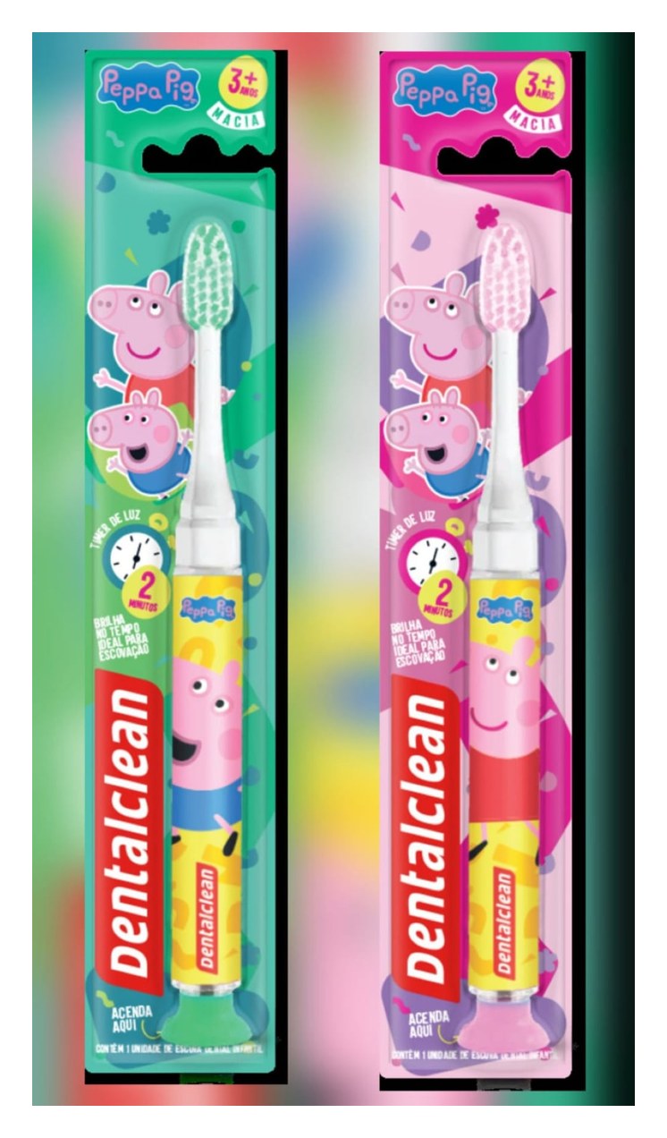 Escova Dental Infantil Dentalclean Macia Peppa Pig Timer De Luz