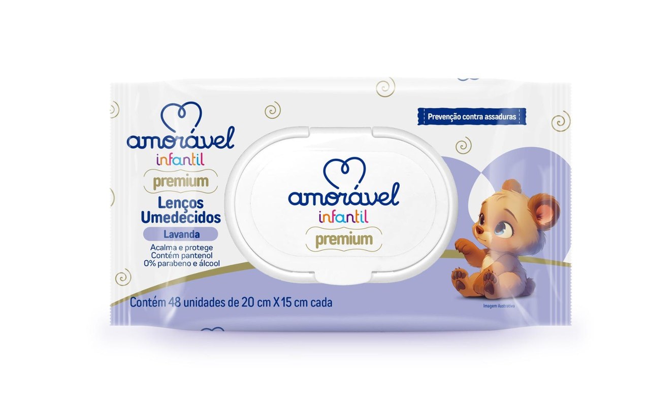 Lenço Umedecido Amorável Prevenção De Assaduras 48 Unidades