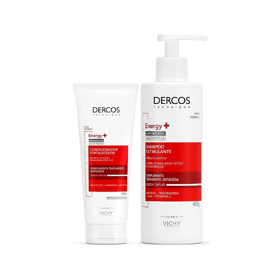 Kit Dercos Vichy Shampoo Energy+ 400 ml + Condicionador Antiqueda Vichy Energy+ 200ml