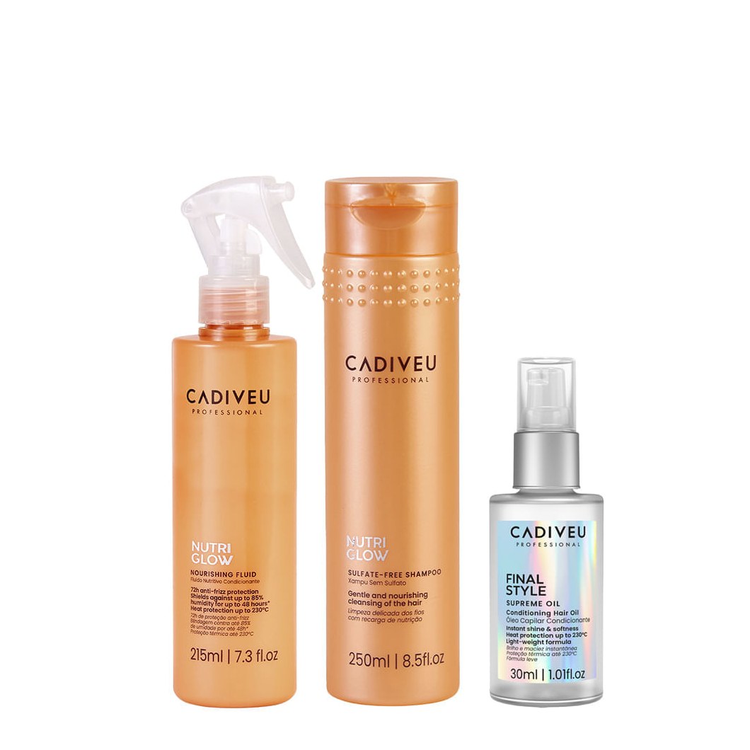 Kit Shampoo 250ml + Fluído 215ml + Óleo 30ml - Cadiveu - Nutri Glow