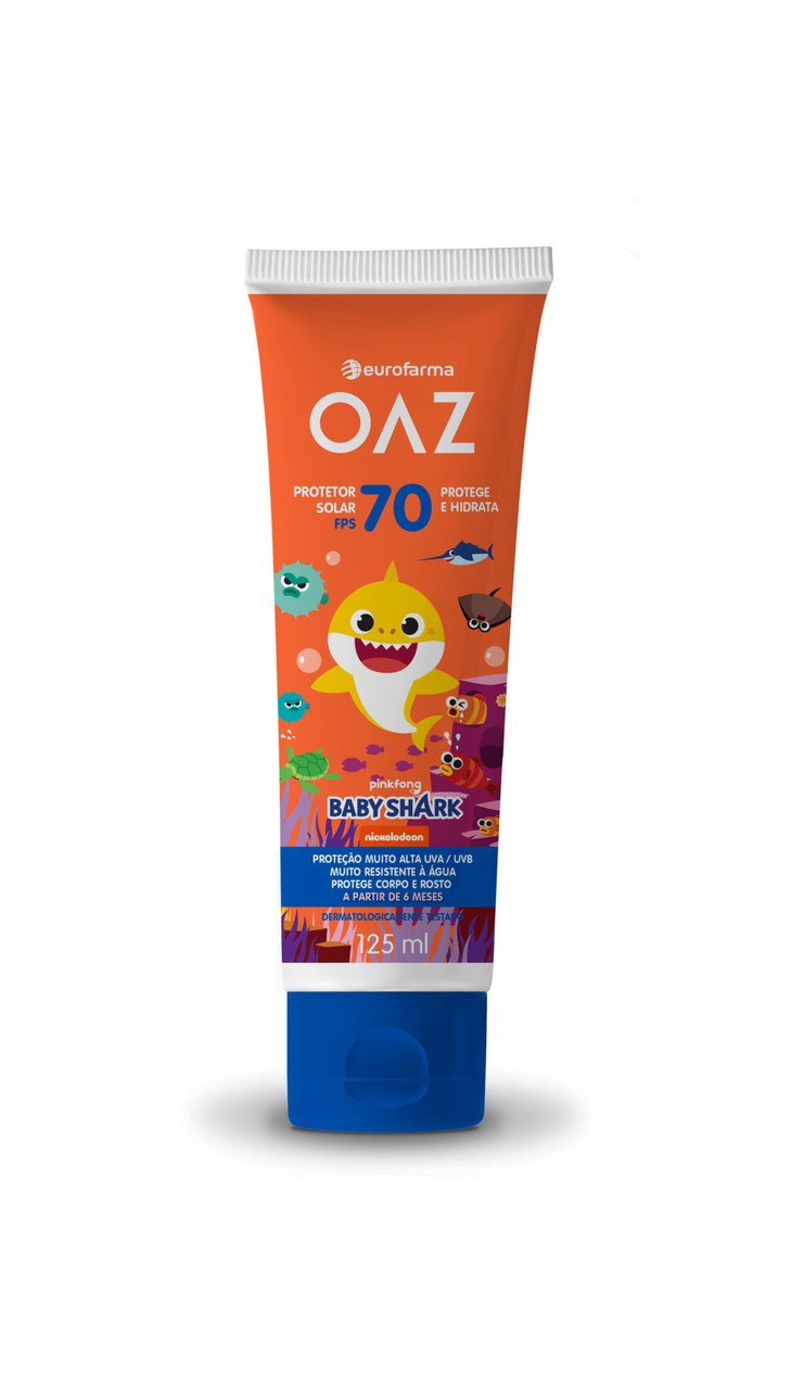 Protetor Solar Infantil Oaz Baby Shark 70fps 125ml