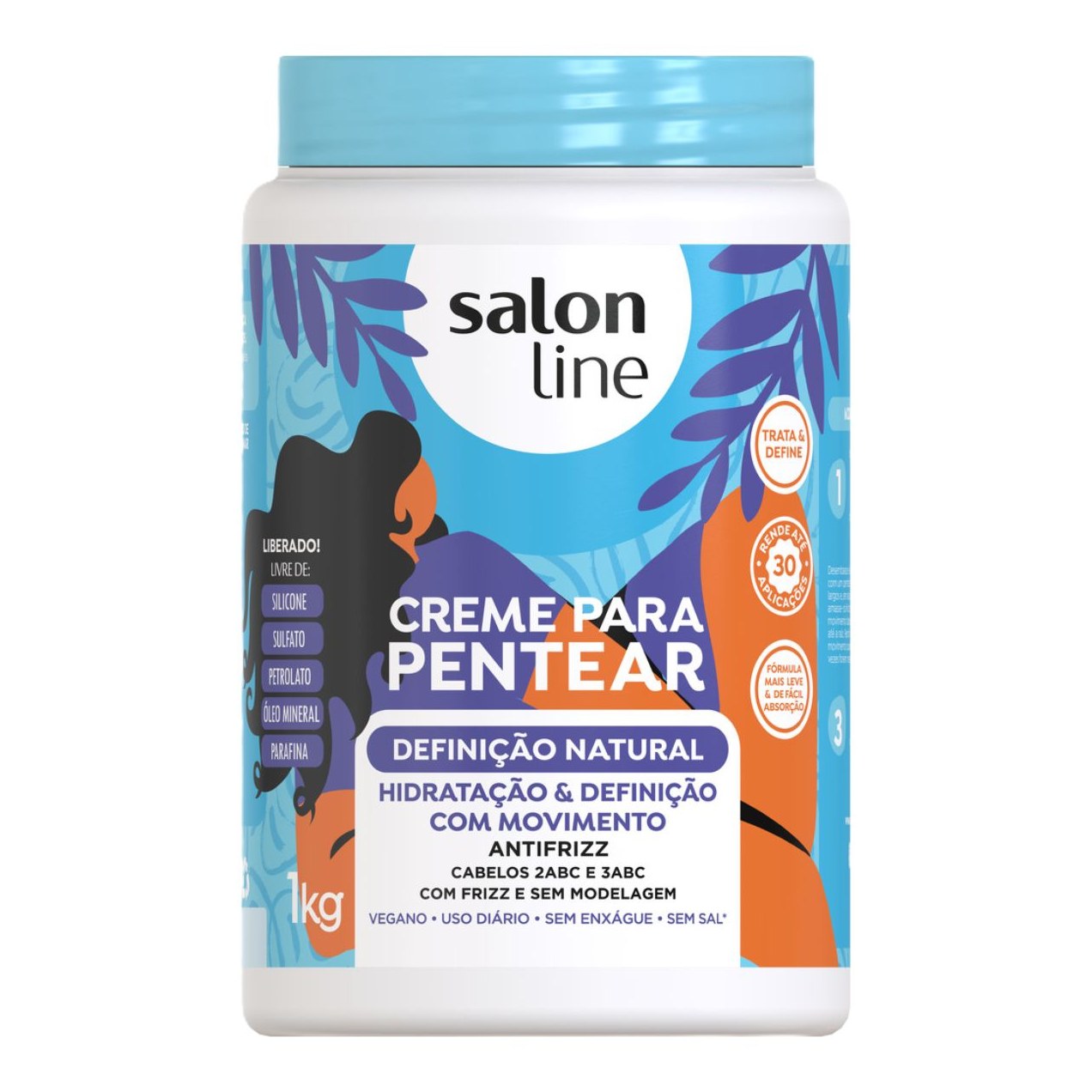 Creme Para Pentear Salon Line Condicionador Definição Natural Antifrizz 1kg