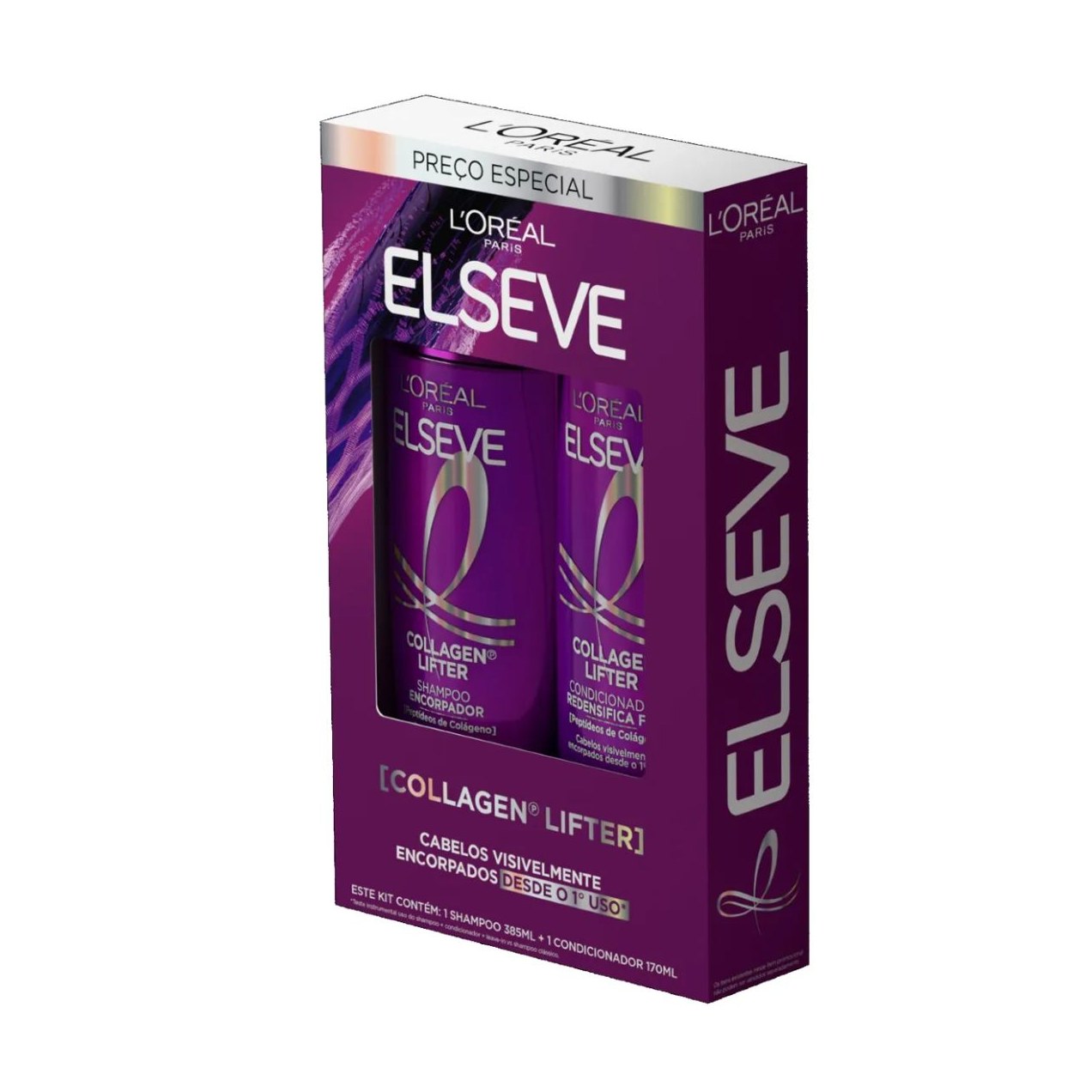 Kit Elseve Shampoo 385ml + Condicionador Collagen Lifter 170ml