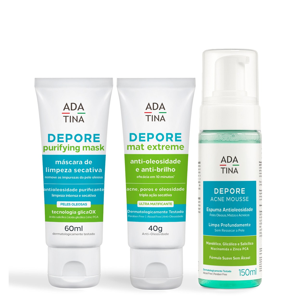 Kit Depore Pele Oleosa Acne Espuma Máscara Hidratante