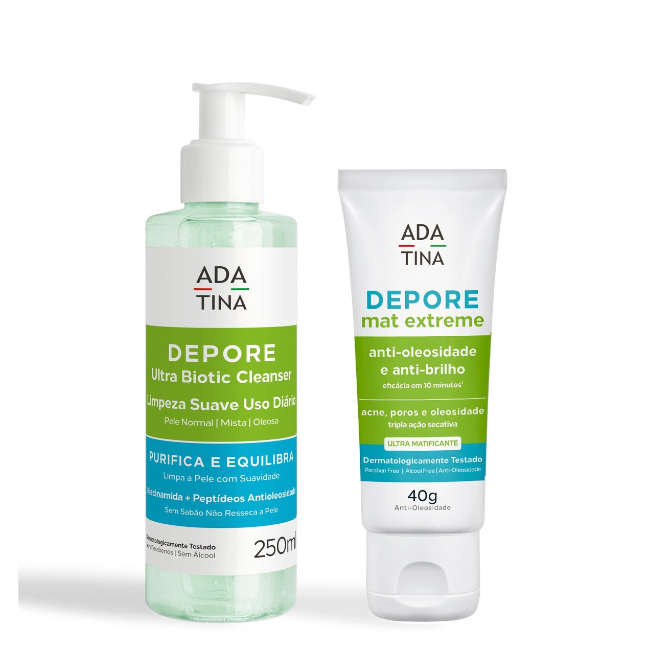 Kit Depore Pele Oleosa Gel Limpeza e Hidratante Matte Ada Tina