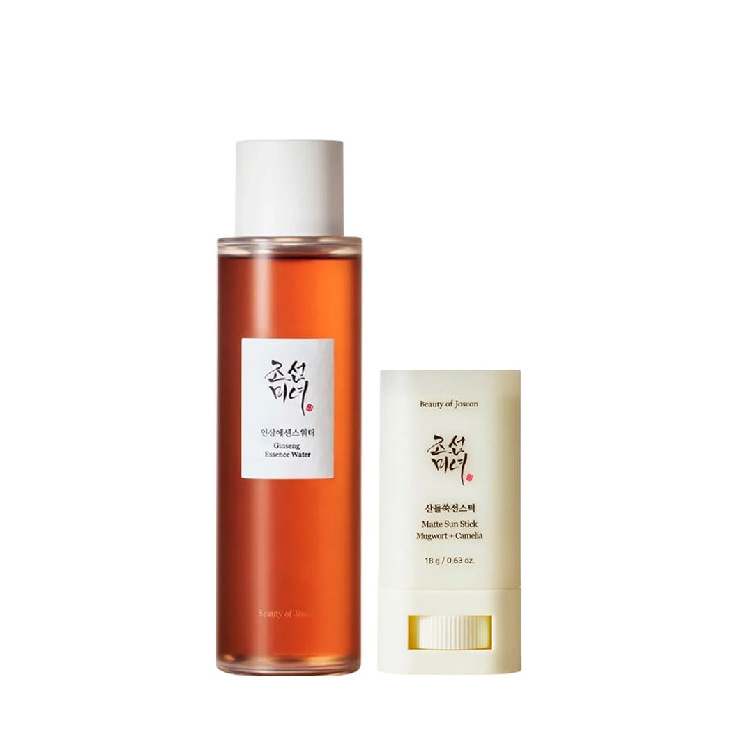 Kit Beauty of Joseon Água de Essência de Ginseng 150ml + Camelia Matte Sun FPS50 Protetor Solar Facial Stick 18g