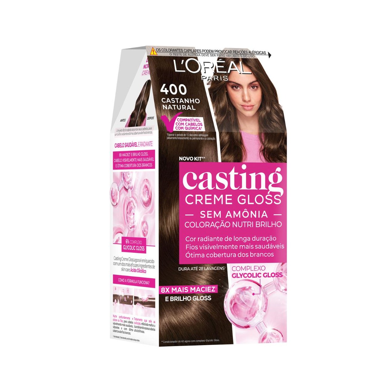 Tinta De Cabelo Casting Creme Gloss De L’oréal Paris 400 Castanho Natural 246g