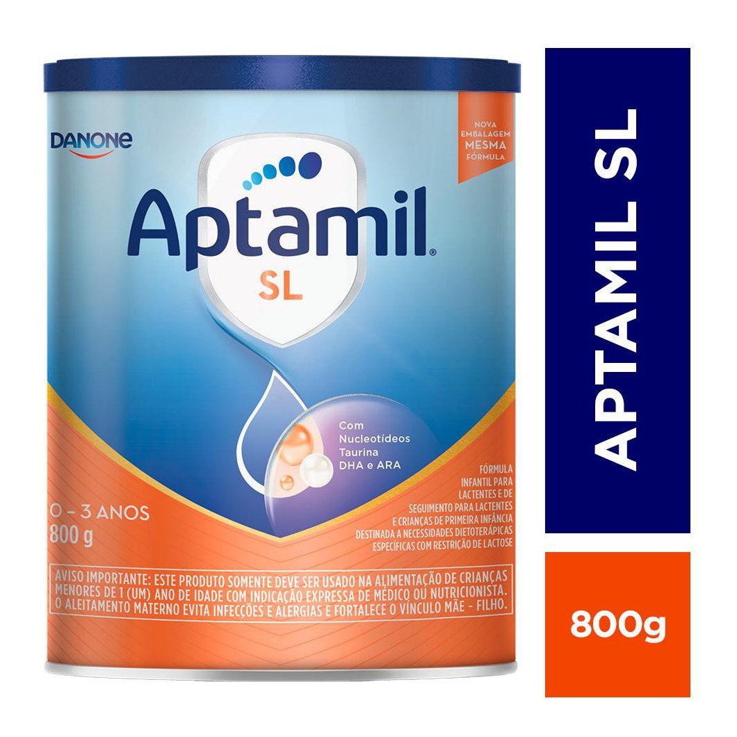 Fórmula Infantil Aptamil SL Sem Lactose de 0 a 3 anos 800g
