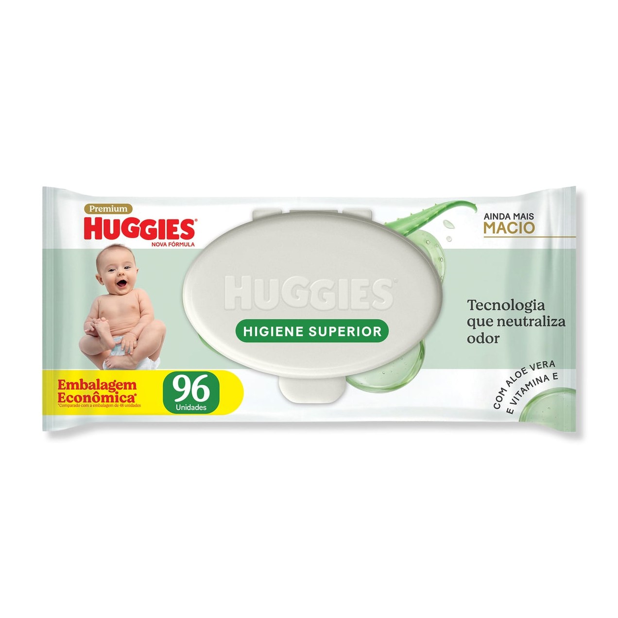 Lenços Umedecidos Huggies Higiene Superior Limpam 2x Mais 192 Unidades