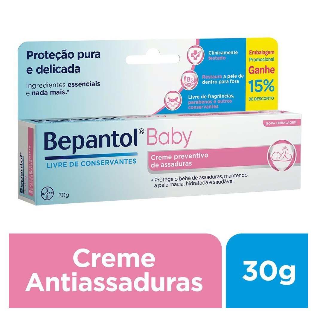 Pomada para Assadura Bepantol Baby com Pró-Vitamina B5 Sem Perfume Recém-Nascido 30g