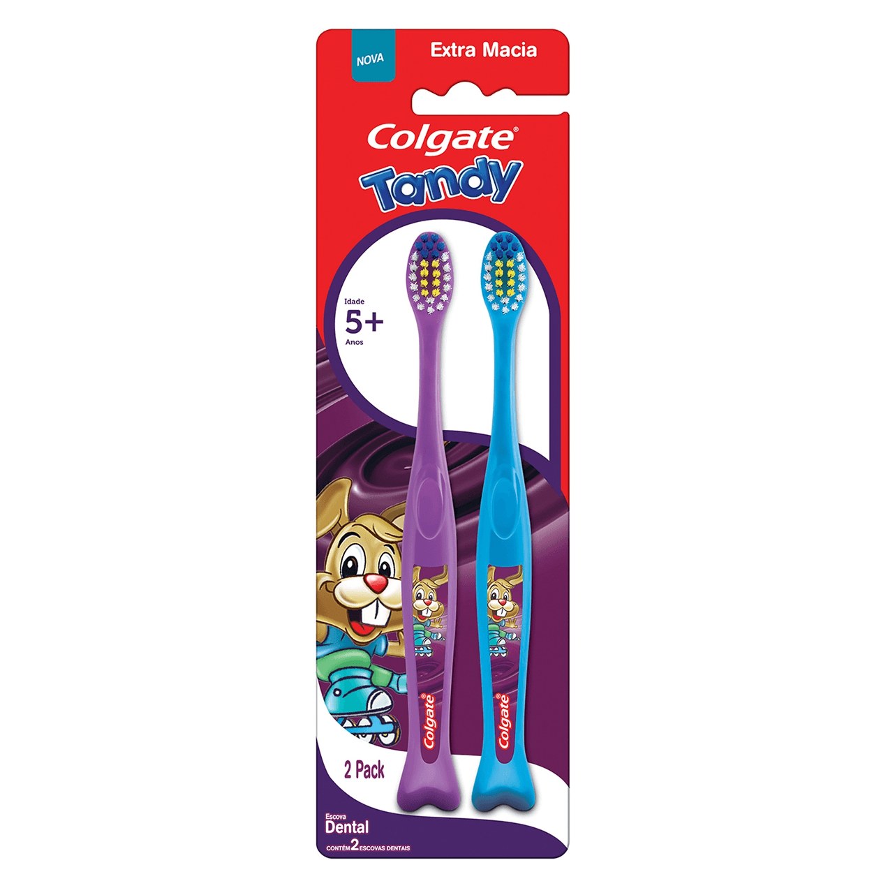 Escova Dental Infantil Colgate Tandy Cerdas Extra Macias +5 anos 2 Unidades