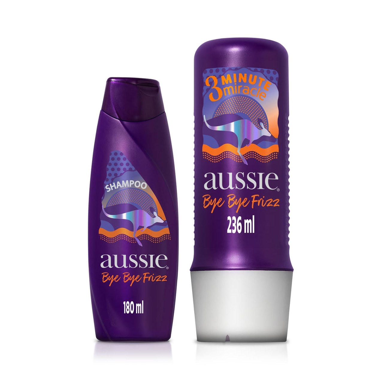 Kit Shampoo Aussie Bye Bye Frizz 180ml 1 Unidade + Tratamento 3 Minutos Milagrosos Aussie Bye Bye Frizz 236ml 1 Unidade