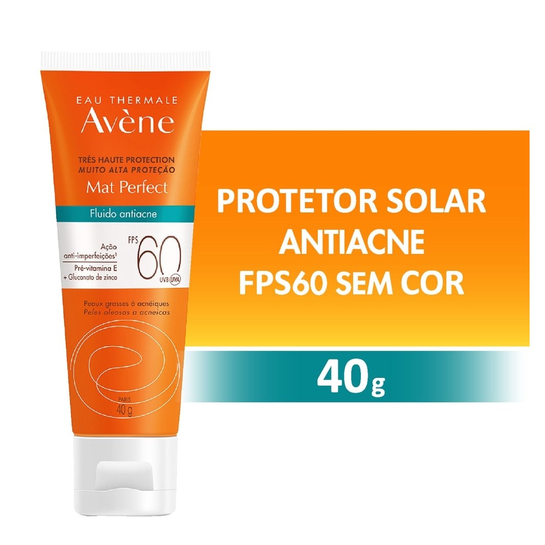 Protetor Solar Facial Avène Mat Perfect Fluído Antiacne FPS60 40g