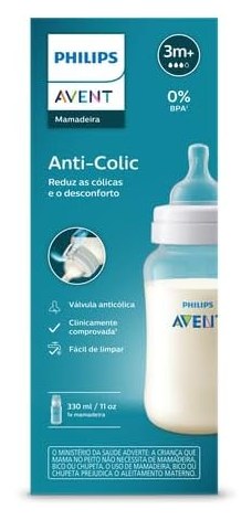Mamadeira Philips Avent Anti-Colic +3meses Fluxo Médio 330ml 1 Unidade