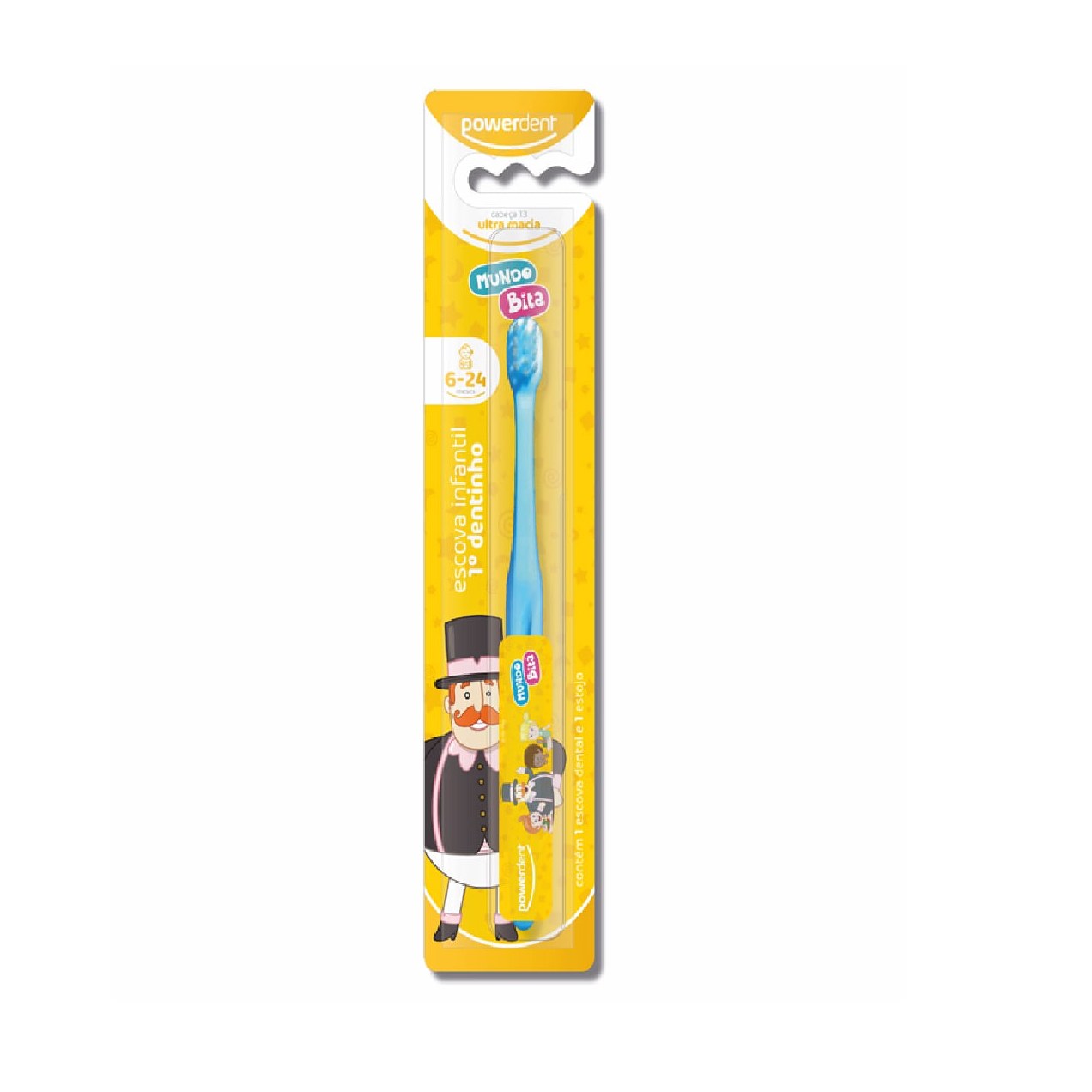 Escova Dental Infantil Powerdent Mundo Bita Primeiro Dentinho Ultra Macia 6 a 24 meses 1 Unidade