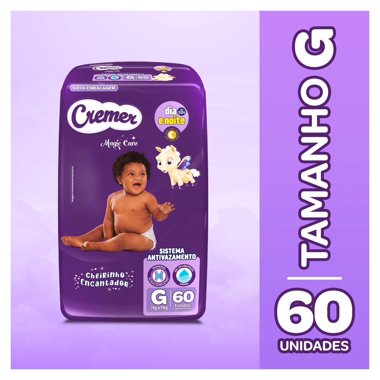 Fralda Cremer Magic Care Dia e Noite G 60 Unidades