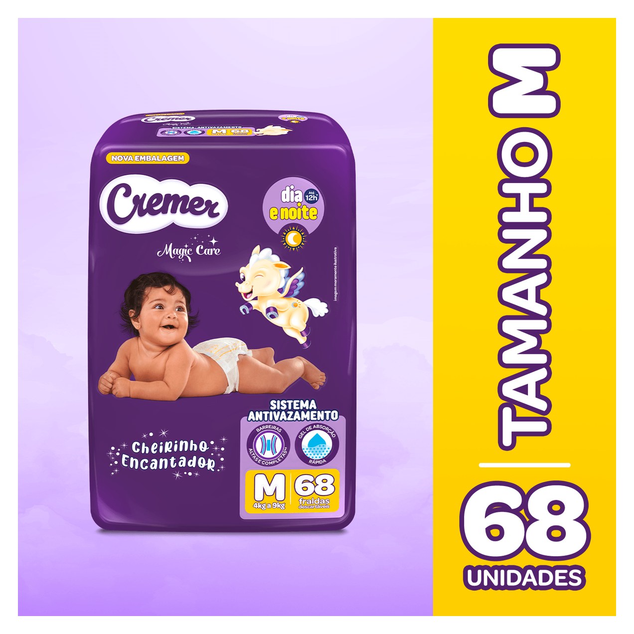 Fralda Cremer Magic Care Dia e Noite M 68 Unidades