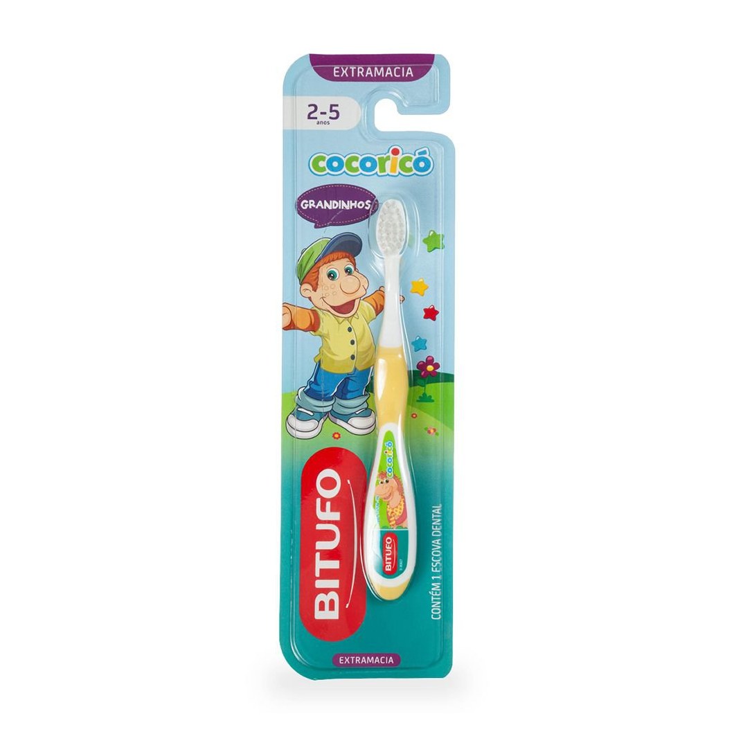 Escova Dental Infantil Bitufo Grandinhos Cocoricó Ultra Macia de 2 a 5 anos 1 Unidade