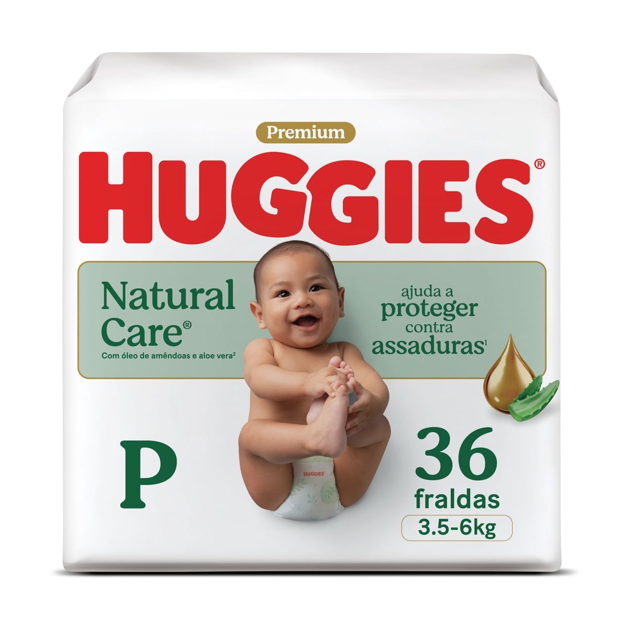 Huggies Fralda Descartável Premium Natural Care P - 36 Un