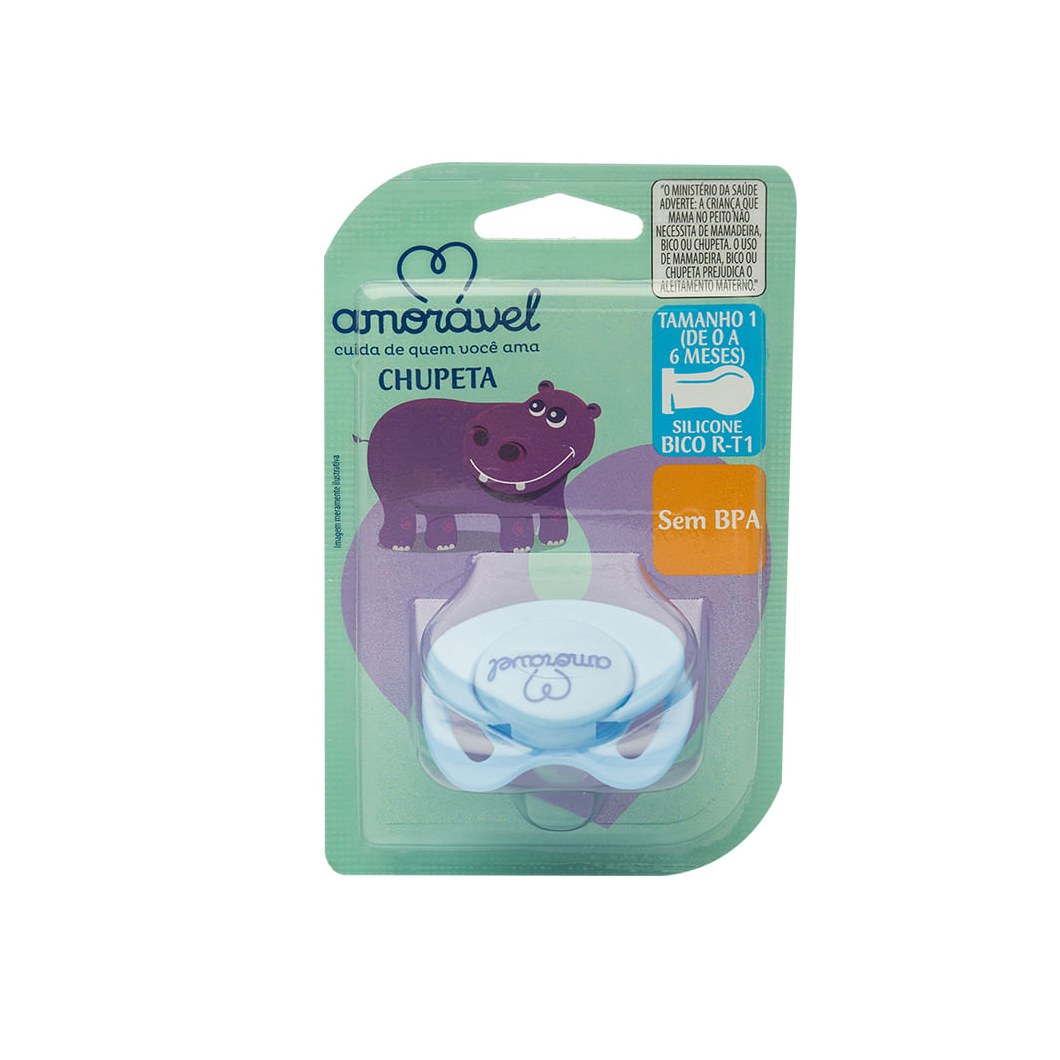 Chupeta Amorável silicone Redonda Azul de 0 A 6 Meses 401101