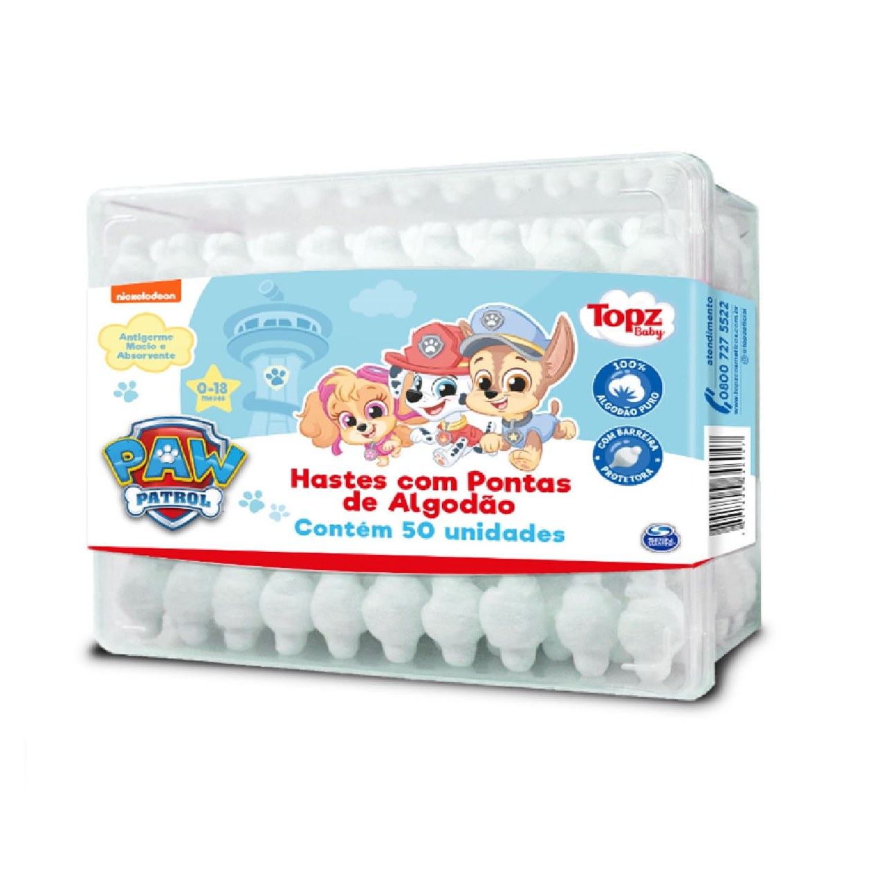 Hastes Flexíveis Topz Baby Patrulha Canina 50 Unidades