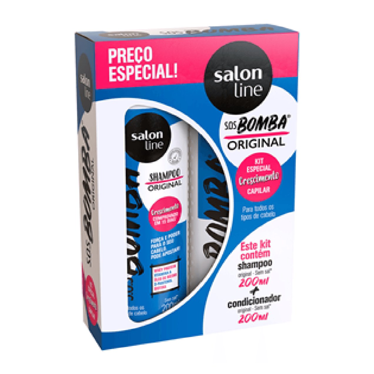 Kit Shampoo Salon Line S.O.S Bomba Original 200ml 1 Unidade + Condicionador Salon Line S.O.S Bomba Original 200ml 1 Unidade