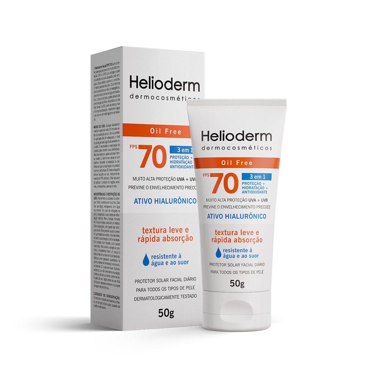 Protetor Solar Facial Helioderm 3 em 1 FPS70 Oil Free 50g